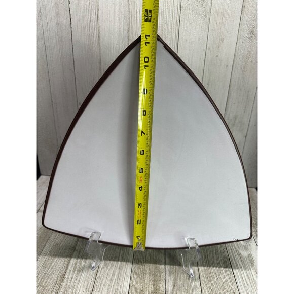 Vintage Italian Triangular Salad Plates White Brown MCM - Set Of 2 - Picture 6 of 7